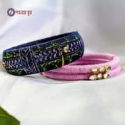 Blue and pink color customized handmade bangles - charu