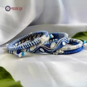 Blue and white color customized handmade bangles - Nilanjana