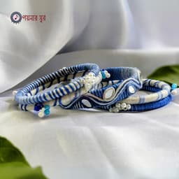 Blue and white color customized handmade bangles - Nilanjana