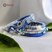 Blue and white color customized handmade bangles - Nilanjana