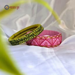 Pink and green color customized handmade bangles - Bilasi