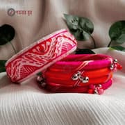 Pink, orange and white color handmade bangles - Labonno