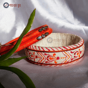 Orange and white color handmade bangles - Gouri