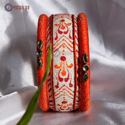 Orange and white color handmade bangles - Gouri