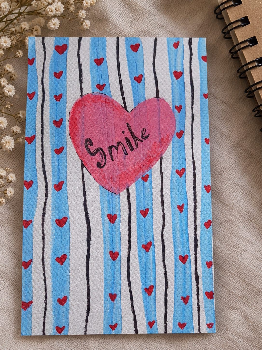 Handmade Acrylic Art Gift Card – Smile Heart Design