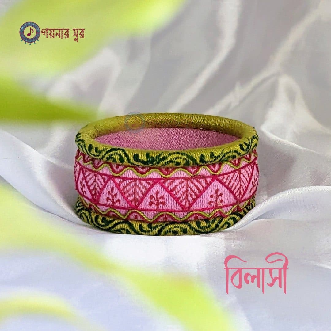 Pink and green color customized handmade bangles - Bilasi