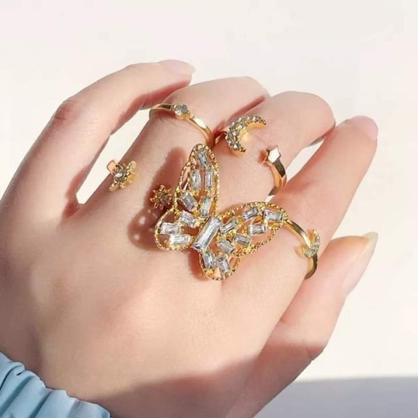 Bohemian Fidget Butterfly Ring Set for Women