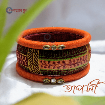 Maroon and orange color handmade bangles - Taposhi