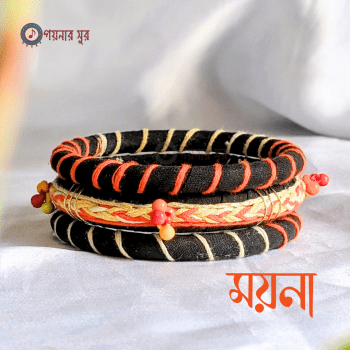 Black and orange color handmade bangles - Moyna