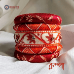Maroon, red, orange and white color handmade bangles - Rumpa